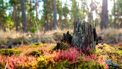 Obraz premium Forest stump in moss