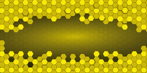 Abstract yellow hexagons pattern technology overlaps background with space for text | Futuristic science and technology concept digital hi tech concept. Vector illustration