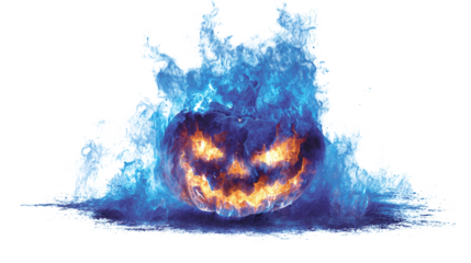 Fiery Jack-o'-Lantern in Water isolated on transparent background