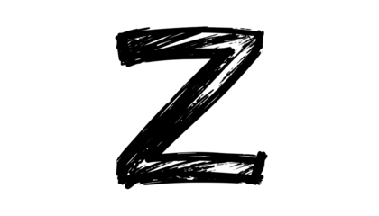 Abstract, swirling letter Z in black and faint purple