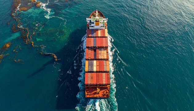 Aerial View of Cargo Ship 