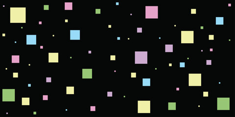 Multi colour geometric shape vector background | Modern background with square on black background | Decoration background | Cover design for children book on navy Persian indigo background