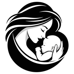 Mother and baby embrace in a loving and tender moment.