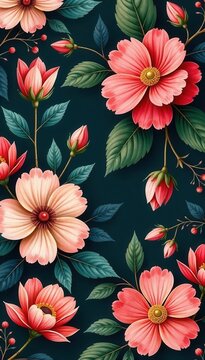 Elegant Parisian-style floral pattern, vintage aesthetic, template, curve, element