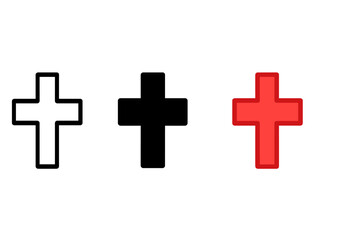 Obraz premium Simple cross icon vector illustration in red and black styles for design and print