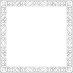 Vector square black contour border, frame, Pompeii. Rectangle Neopolitan ornament. Art of Ancient Rome. Template for stained glass