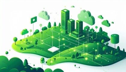 Green technology city infrastructure cloud computing and connectivity