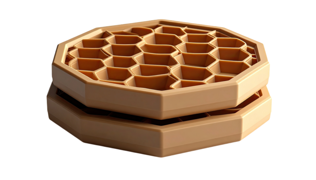 Two stacked hexagonal waffles