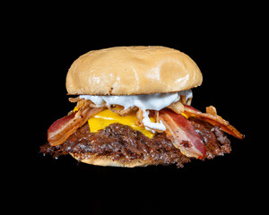 hamburger on black background