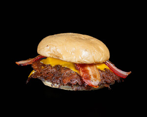 hamburger on black background