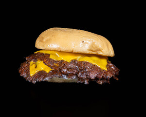 hamburger on black background