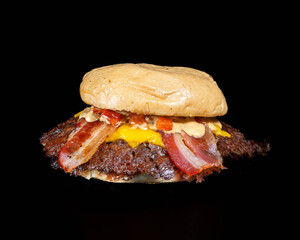 hamburger on black