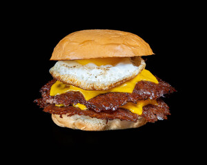 hamburger on black background