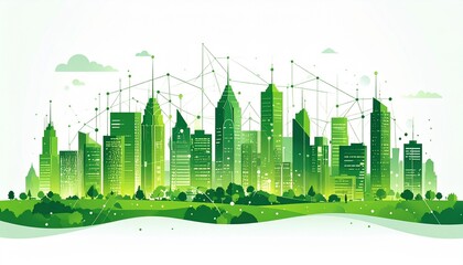 Green city skyline eco friendly sustainable urban development concept