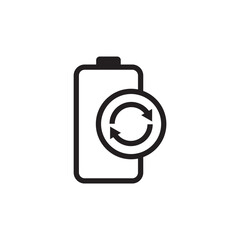 Battery Refresh Cycle Outline Icon with Arrow