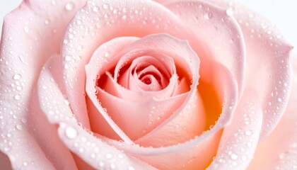 A captivating close-up reveals the delicate beauty of a soft pink rose bloom.
