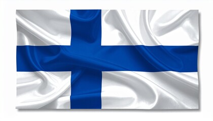 Obraz premium The flag of Finland draped like silk smooth folds white background with clean shadows 