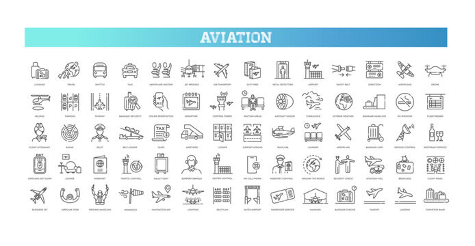 Aviation icons set. Plane icon set