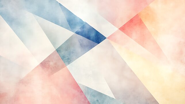 Abstract watercolor painting with intersecting lines and pastel color palette