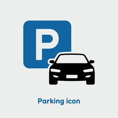 Car Parking Icon Graphic Representing Transportation and Automobile Availability for Urban Mobility and City Services