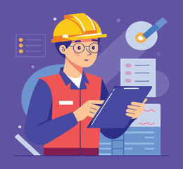 construction worker with clipboard