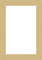 Vector square european gold ornament. Rectangular pattern, circle, ring of the Middle Ages. Revival border. Decorations of palaces and churches.