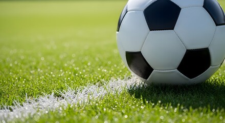 Fototapeta premium Classic soccer ball ready for the big game outdoors