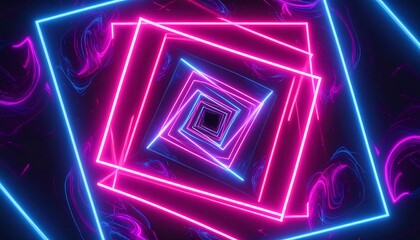 Neon squares spiral tunnel