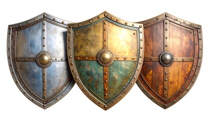 Medieval shields in different materials