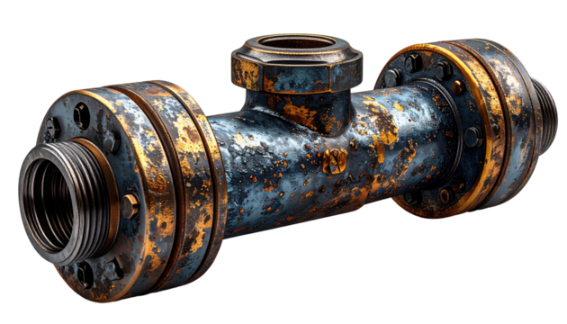Rusted industrial pipe section