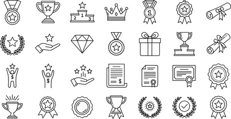 Line Art Awards Icons Excellence, Achievement and Recognition