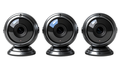 Three spherical cameras in a horizontal row