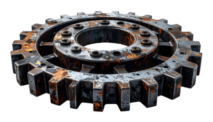 Rusty large gear, intricate