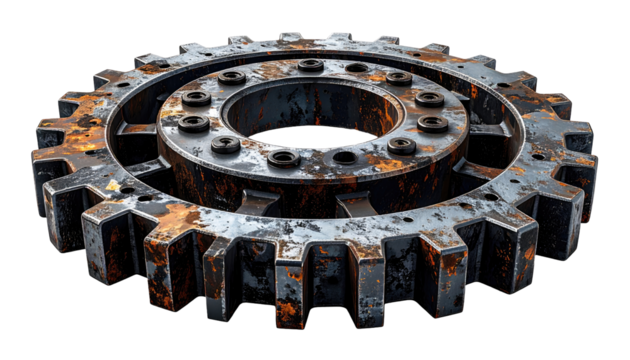 Rusty large gear, intricate