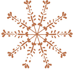Hand drawn ink vector illustration. Christmas winter time themed. Snowflake