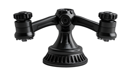 Three-camera mount, dark, futuristic