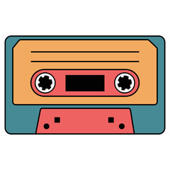 Colorful Music Cassette Illustration, Vintage audio cassette background. Retro music concept.