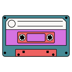 Colorful Music Cassette Illustration, Vintage audio cassette background. Retro music concept.