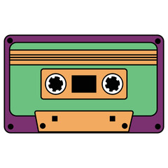 Colorful Music Cassette Illustration, Vintage audio cassette background. Retro music concept.