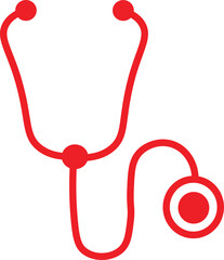 red stethoscope on white background