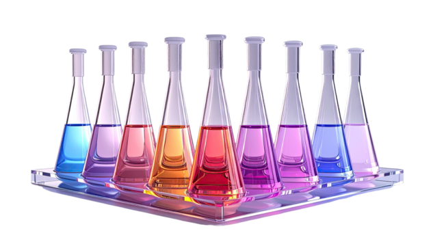 Colorful flasks on a tray - Powered by Adobe