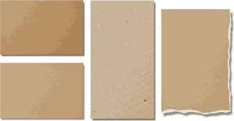 Collection of textured brown paper pieces with torn edges and shadows