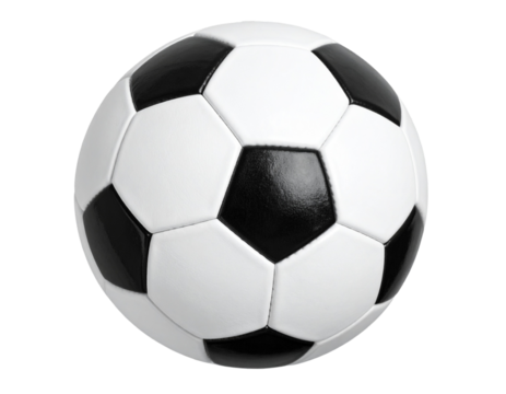 Top-Down Perspective of Soccer Ball, Minimalist Sports Design, Isolated on Transparent Background. - Powered by Adobe