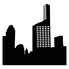 Naklejka premium City silhouette vector, panoramic city background. Black vector city silhouette, black city silhouette, modern city, tall buildings