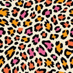 Seamless leopard print. Vector animal skin texture background.	
