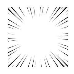 Fototapeta premium Comic effect transparent vector background, black speed radial lines frame speed lines comic