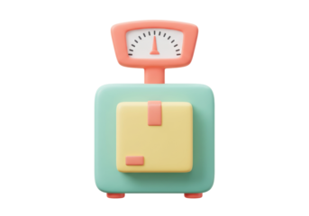 Isolated retro parcel scale, package weighing, post service, shipment, logistics concept