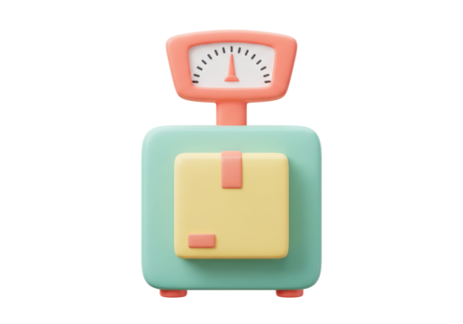 Isolated retro parcel scale, package weighing, post service, shipment, logistics concept