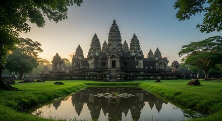 Fototapeta premium Ancient temple complex at sunrise