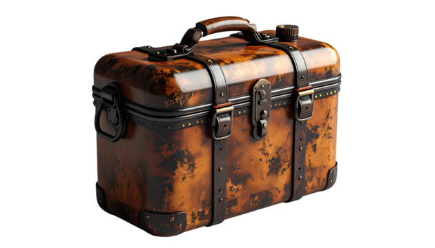 Vintage-style leather suitcase.  3D rendering